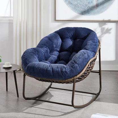 Oversized Rocking Papasan Chair – Plush Cushion & Durable Wicker