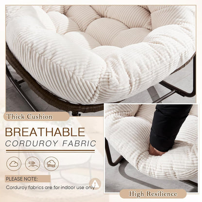 Oversized Rocking Papasan Chair – Plush Cushion & Durable Wicker