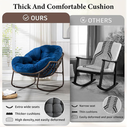 Oversized Rocking Papasan Chair – Plush Cushion & Durable Wicker