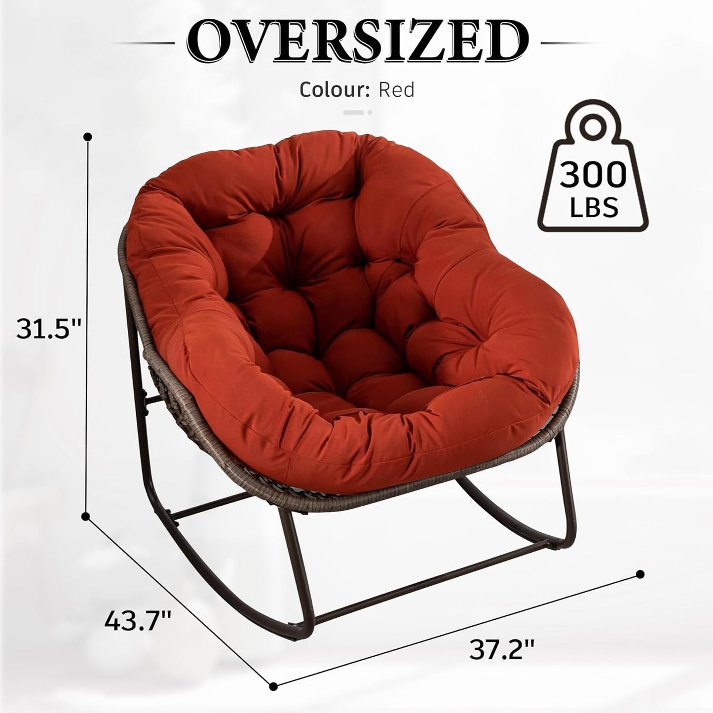Oversized Rocking Papasan Chair – Plush Cushion & Durable Wicker